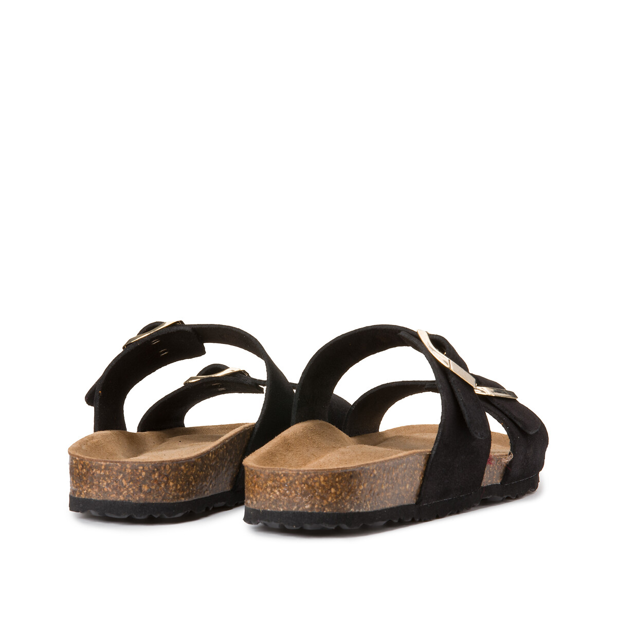 COLEÇÃO LA REDOUTE<br>Mules de camurça com fivelas duplas