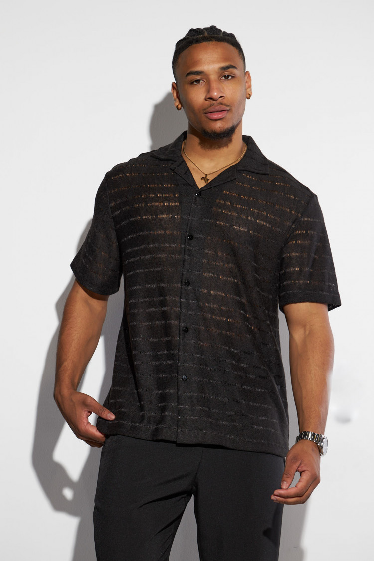 Chemise noire ajourée