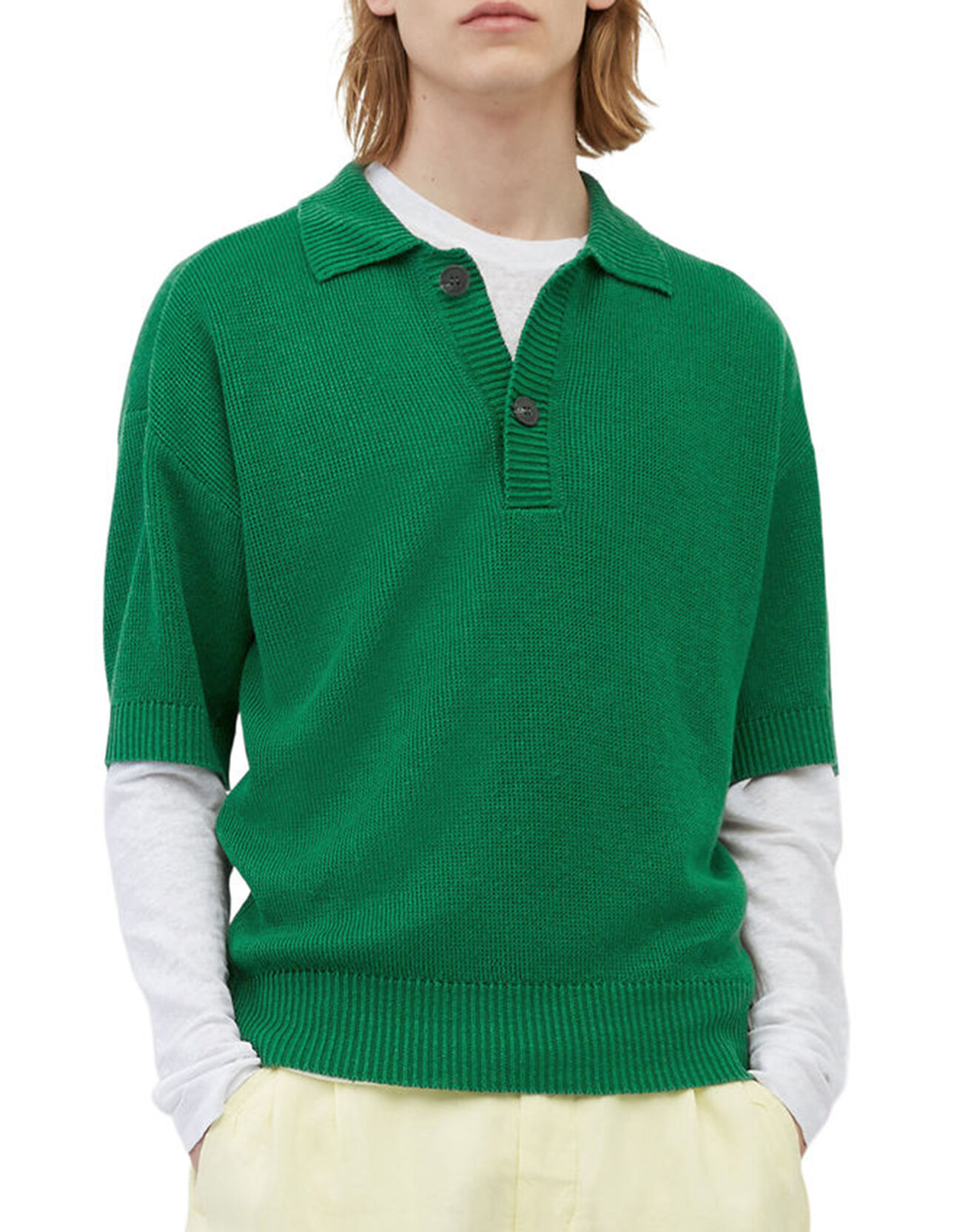 Marc O'Polo Polo 100% Lin manches courtes Maille vert emeraude