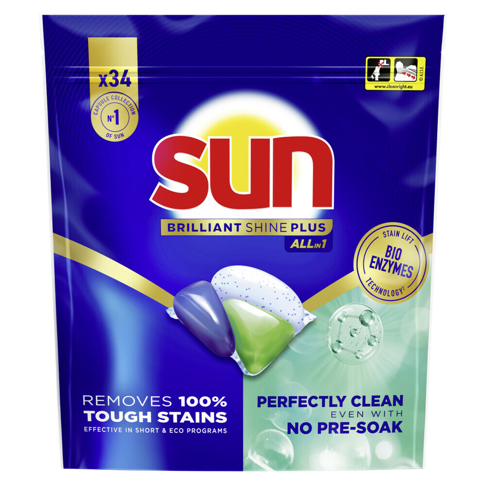 Sun Brilliant Shine+ All-in 1 Vaatwascapsules34 stuks
