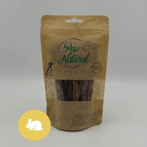 Palitos de ração com sabor natural de coelho Paw para cães