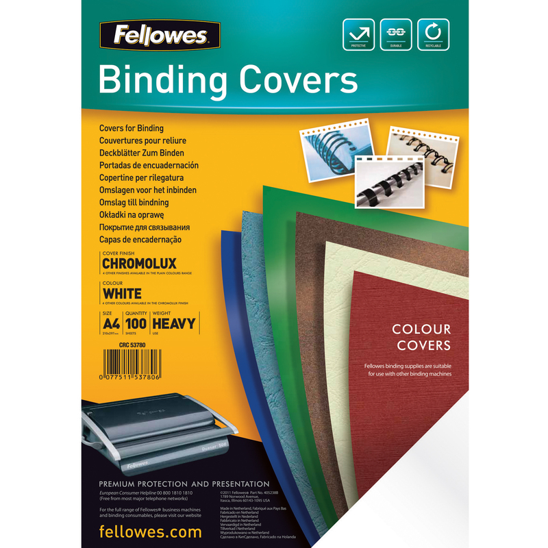 Fellowes Einbanddeckel Chromolux, A4, weiss, 100 Stück