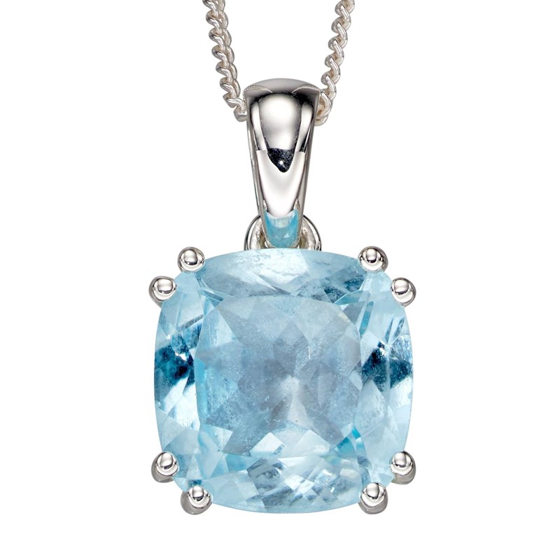 Collier topaze bleu en argent 925/1000