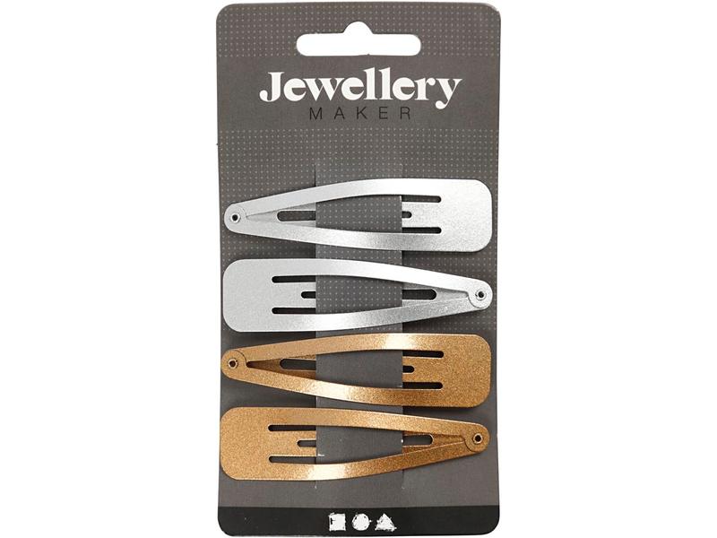 Creativ Company Haarspange Gold/Silber 6.6 x 1.7 cm, 4 Stüc Haarspangen