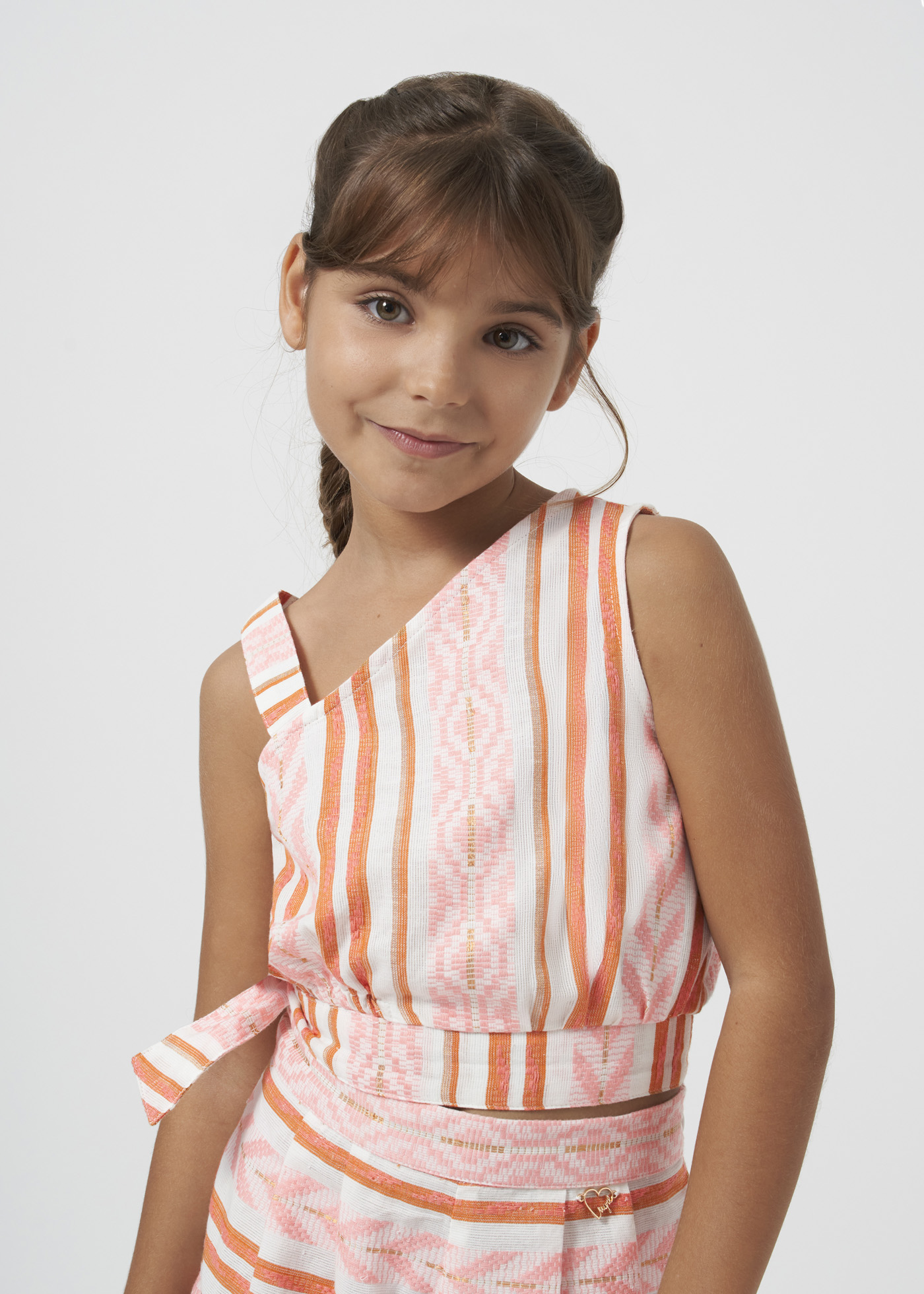 Blusa assimétrica em jacquard para meninas
