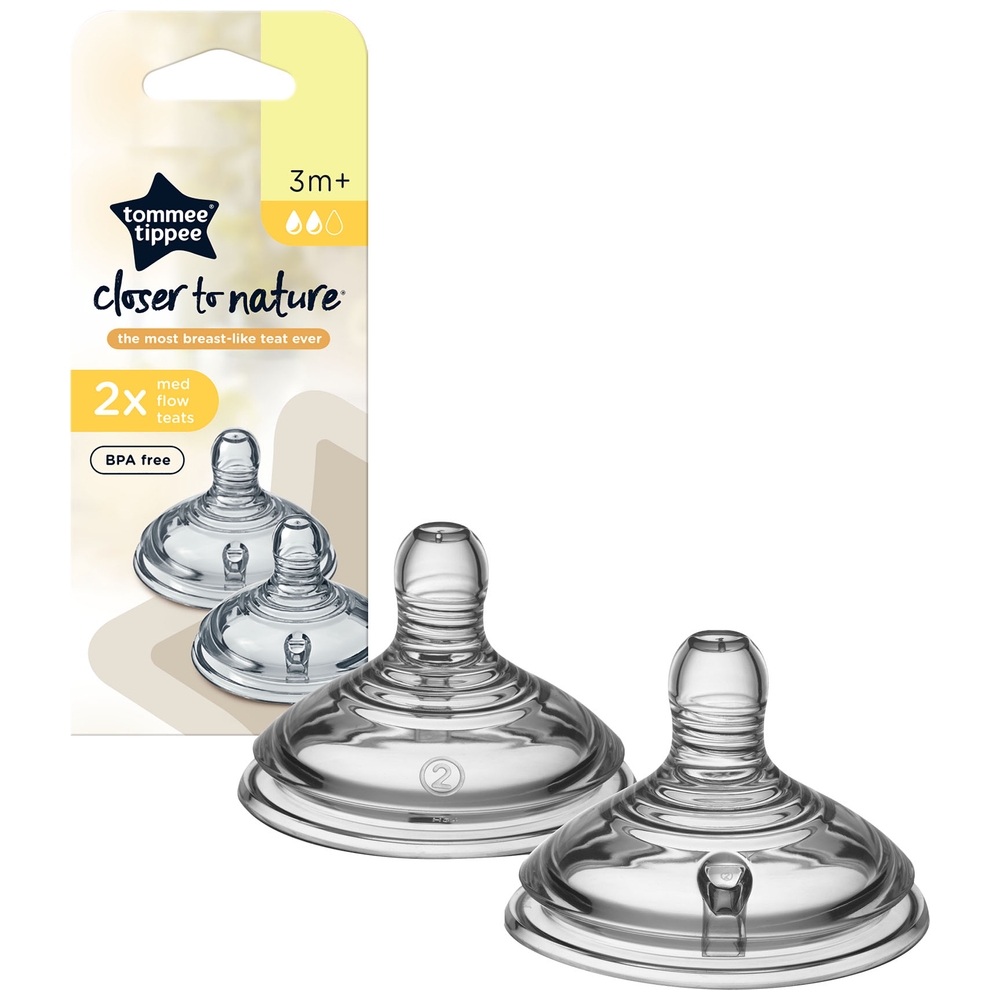 Tommee Tippee Closer to Nature Sauger für Flaschen mit mittlerem Durchfluss, 2er-Pack