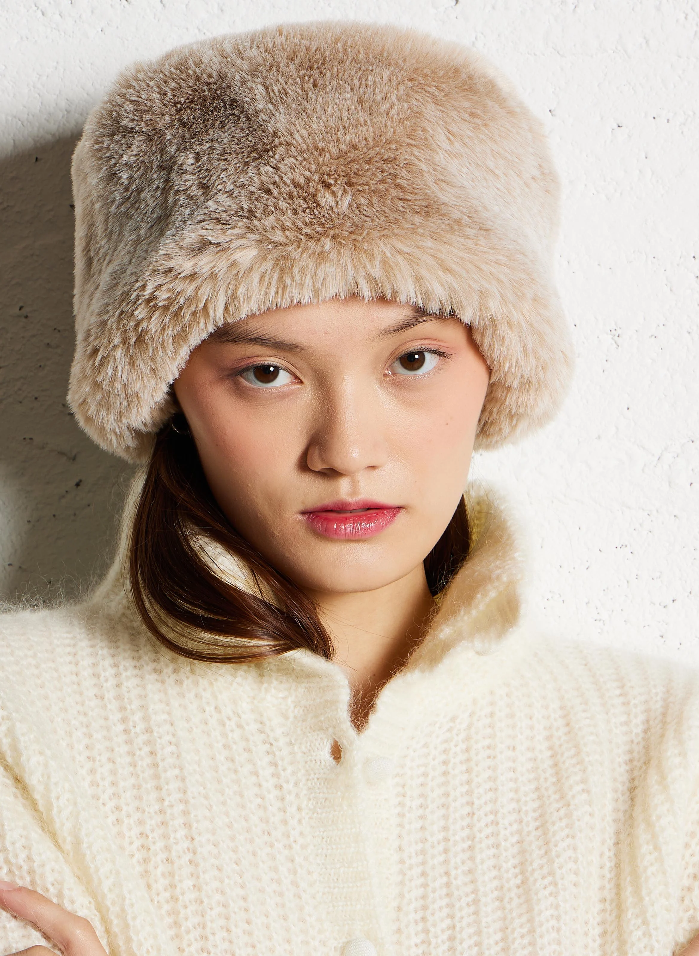 Chapeau effet fourrure | Blanc