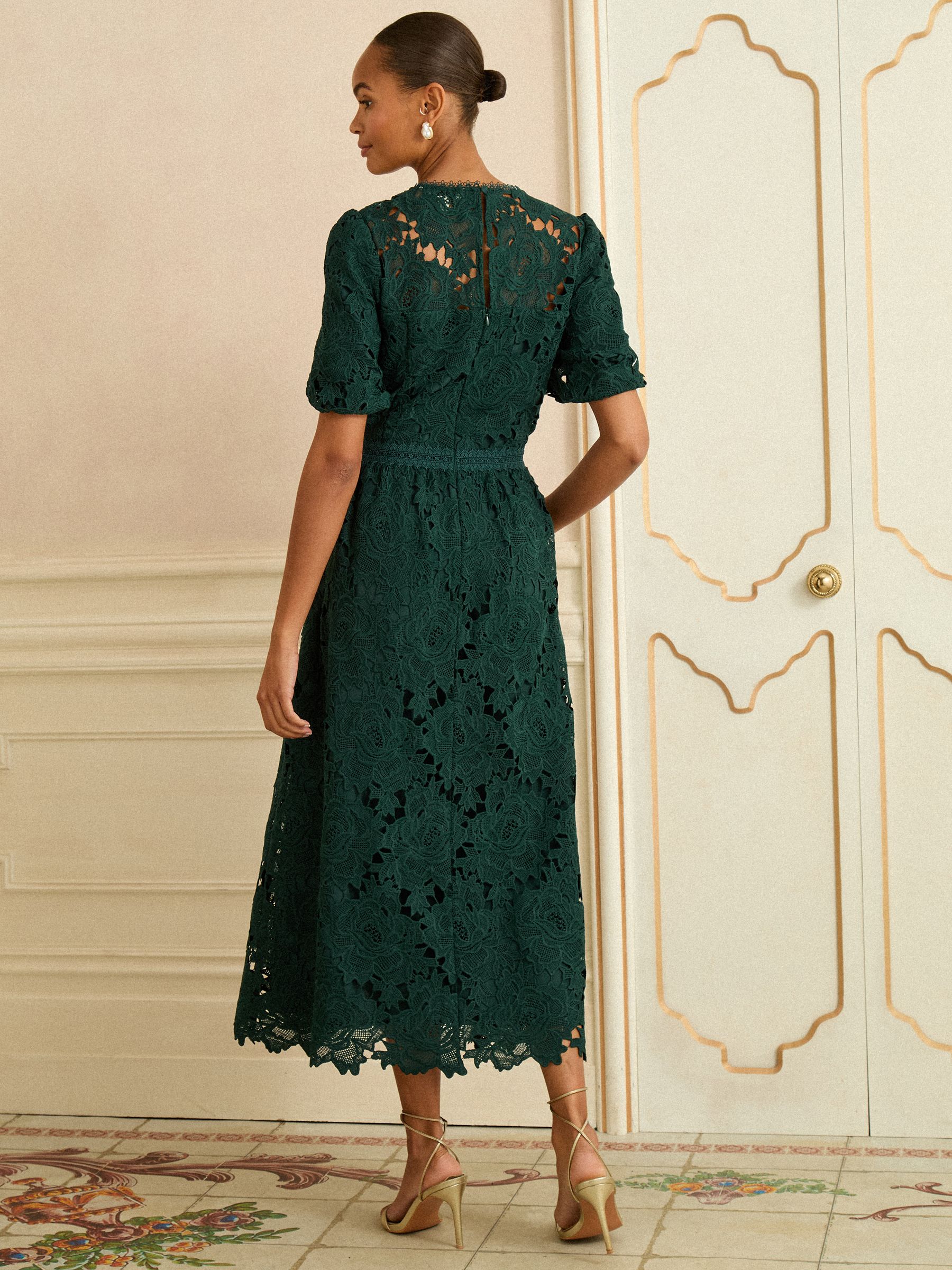 Blauwgroen - Love & Roses Lace Short Sleeve Midi Dress