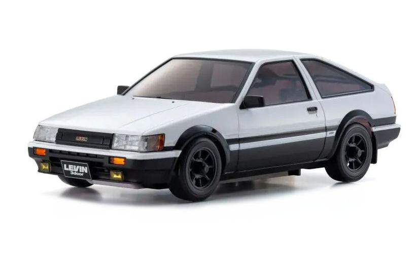 Toyota Corolla Levin AE86 ASC MA-020, Weiss, 1:27Autoscale Mini-Z Karosserie mit Display-Chassis