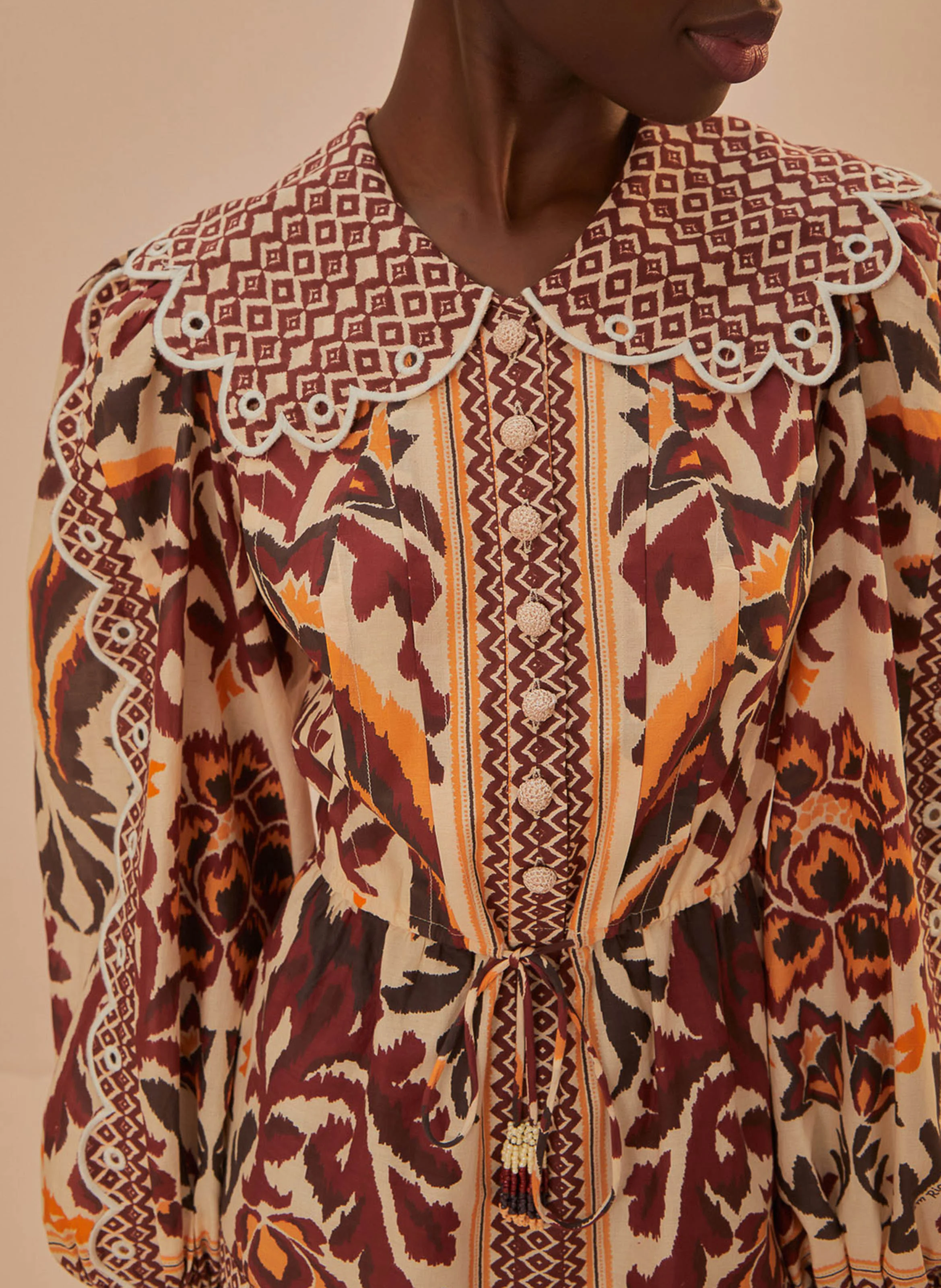 Robe courte en coton imprimé | Multicolore