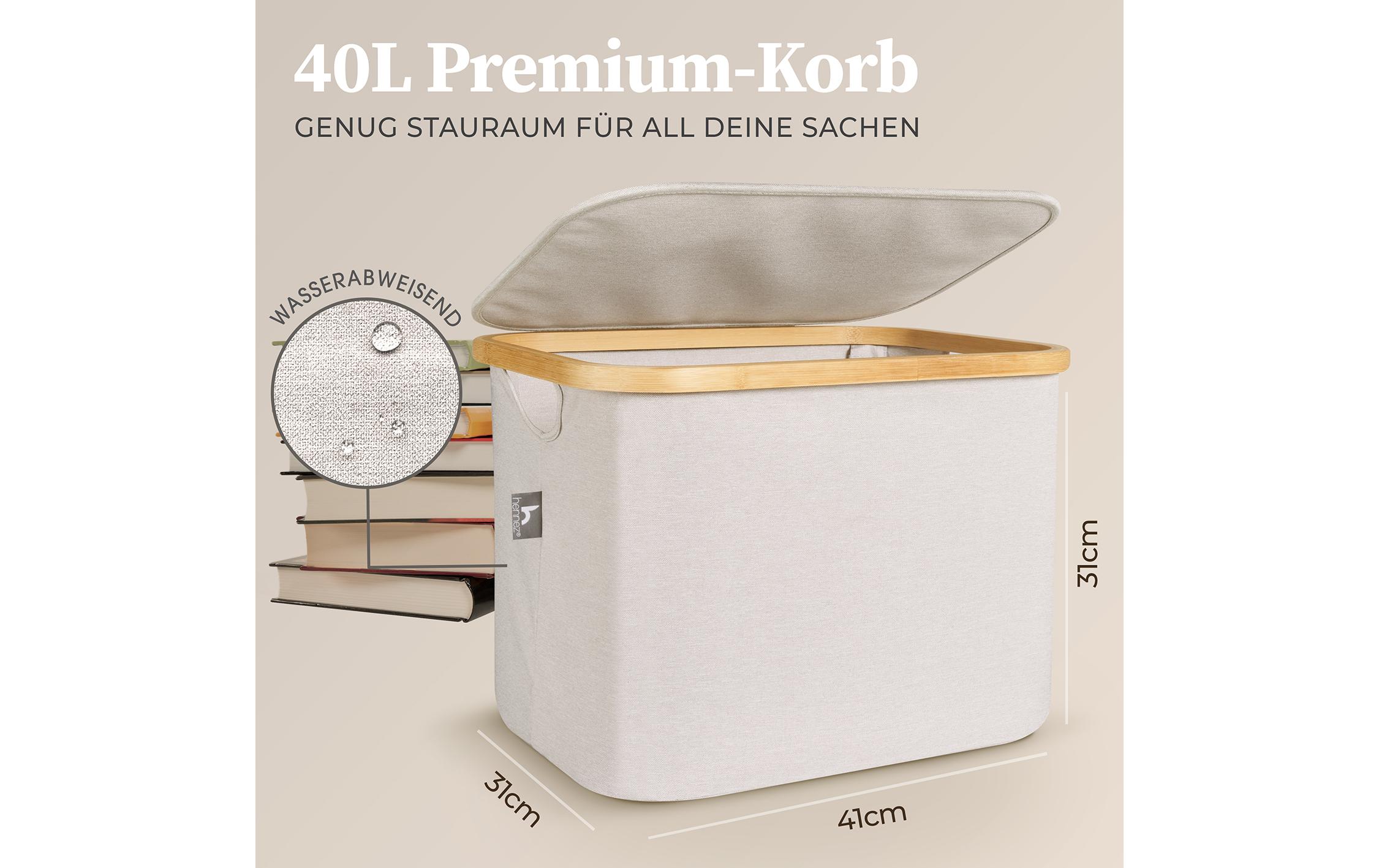 Wäschekorb Adrian 40 l, Grau/NatureFaltbare Aufbewahrungsbox