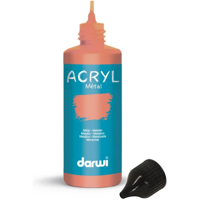 Darwi Flacon de 80 ml de Peinture Acrylique Universelle Métallique - Cuivre
