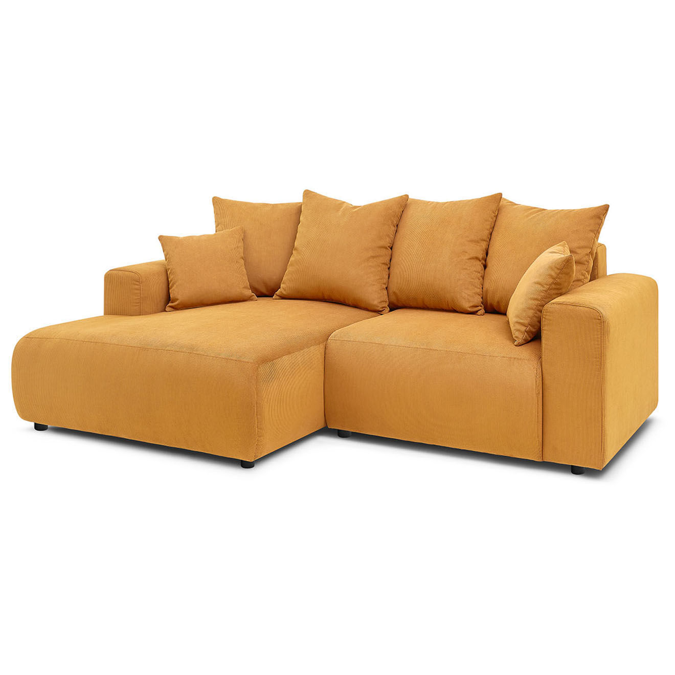 Bobochic Canapé d'angle fixe gauche Enjoy moutarde - 237x147x95 cm