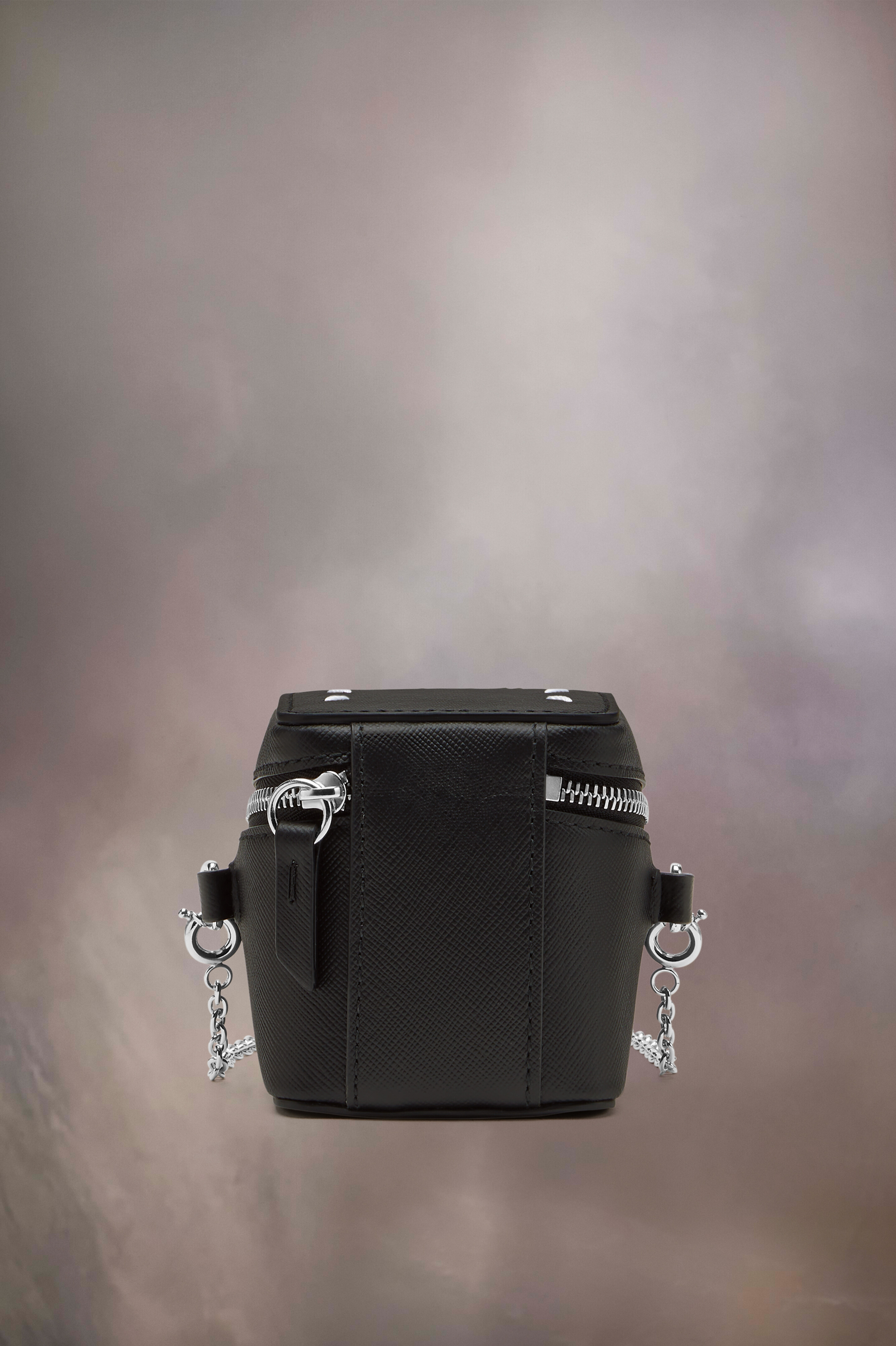 Mini sac box à épaule noir en cuir