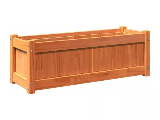 Jardinière cire marron 90x31x31 cm bois de pin massif