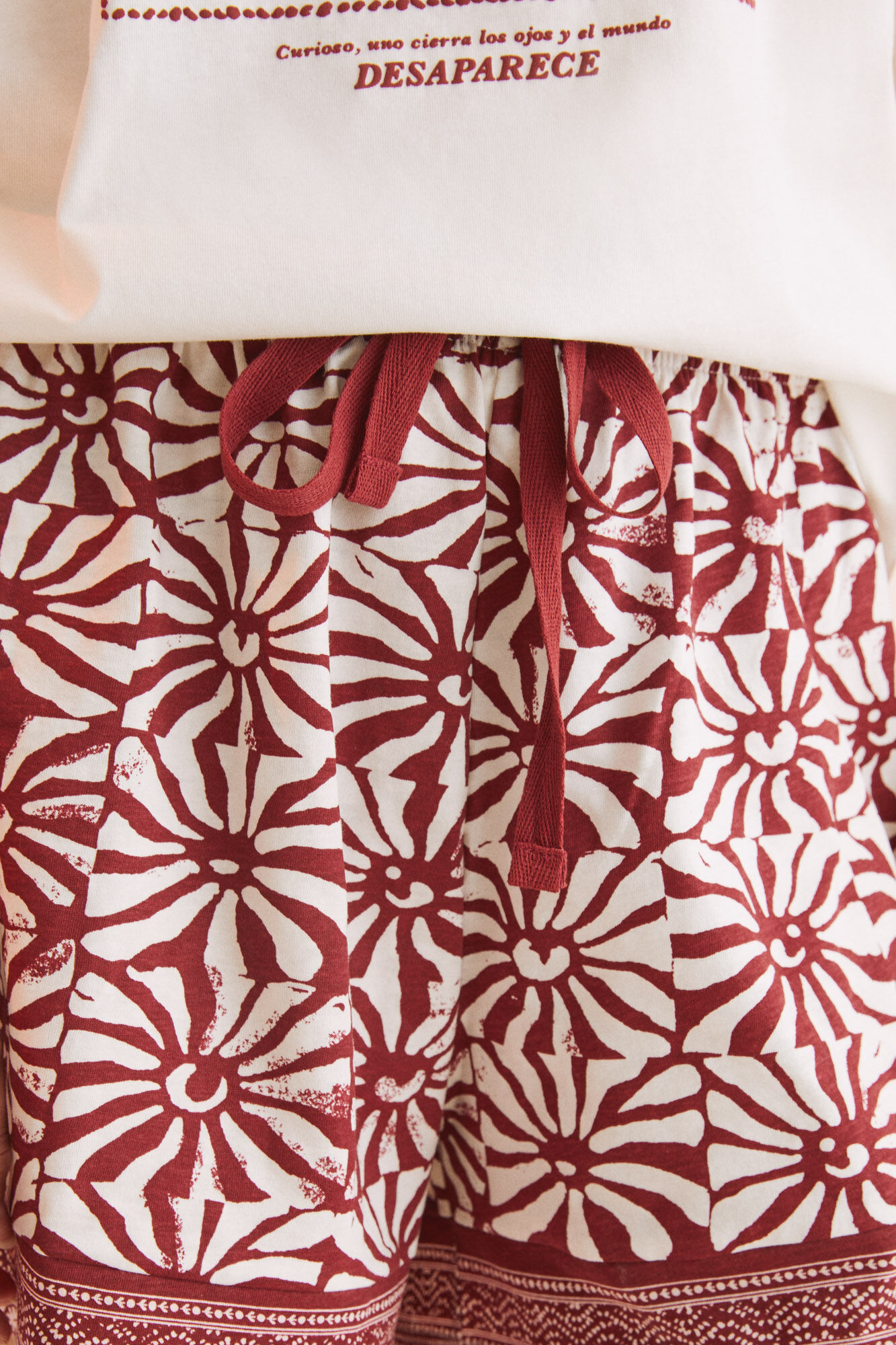 Pijama curto Mafalda, 100% algodão, branco - bege