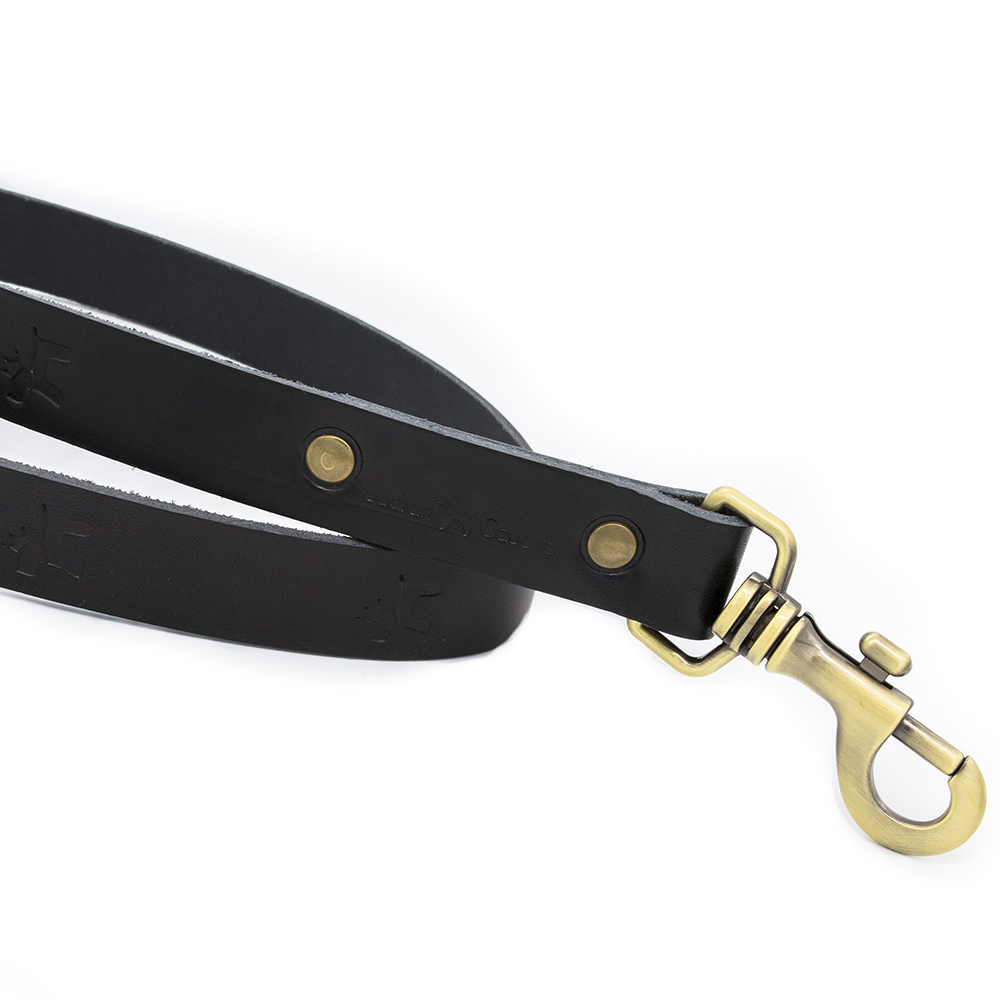 Guia para cães Bark Gaucho Premium em couro preto