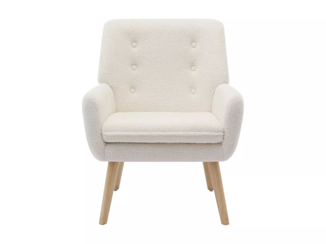 Fauteuil en tissu bouclette blanc SERINO
