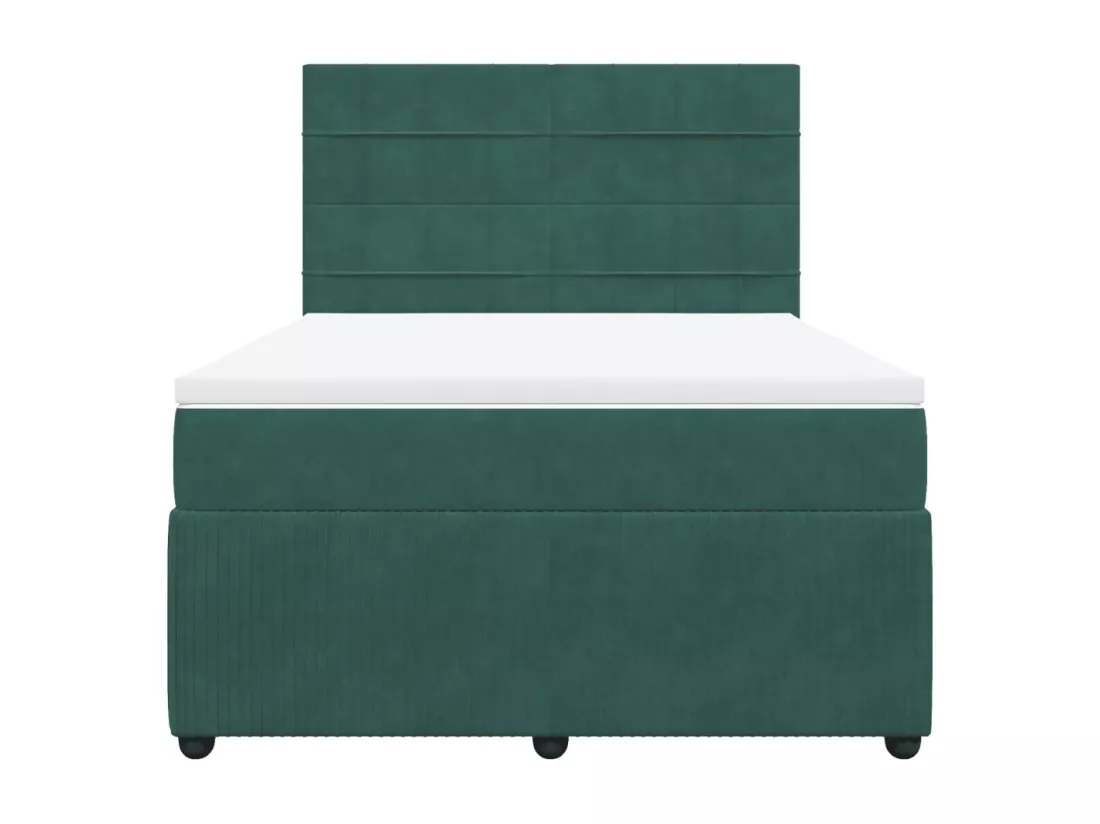 Sommier à lattes de lit et matelas Vert foncé 140x190cm Velours