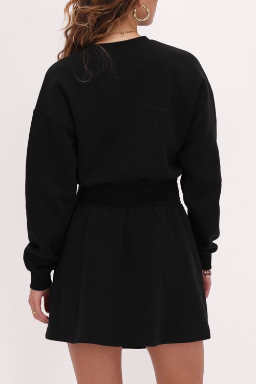 Zwarte sweater jurk met smock