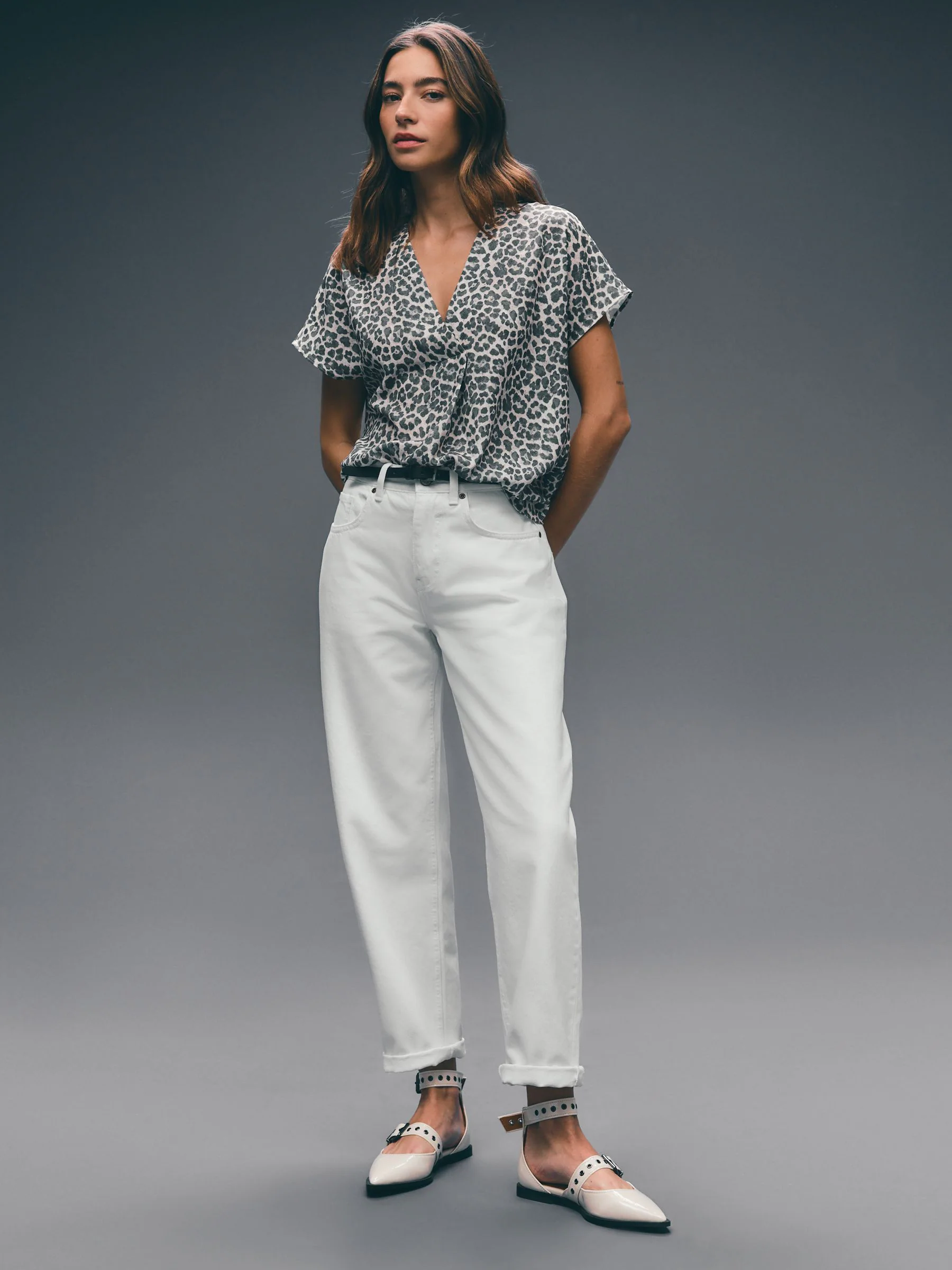 Wit - Jeans met ruime rechte pijpen