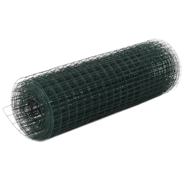 vidaXL Trådgjerde kylling stål med PVC-belegg 10x0,5 m grønn