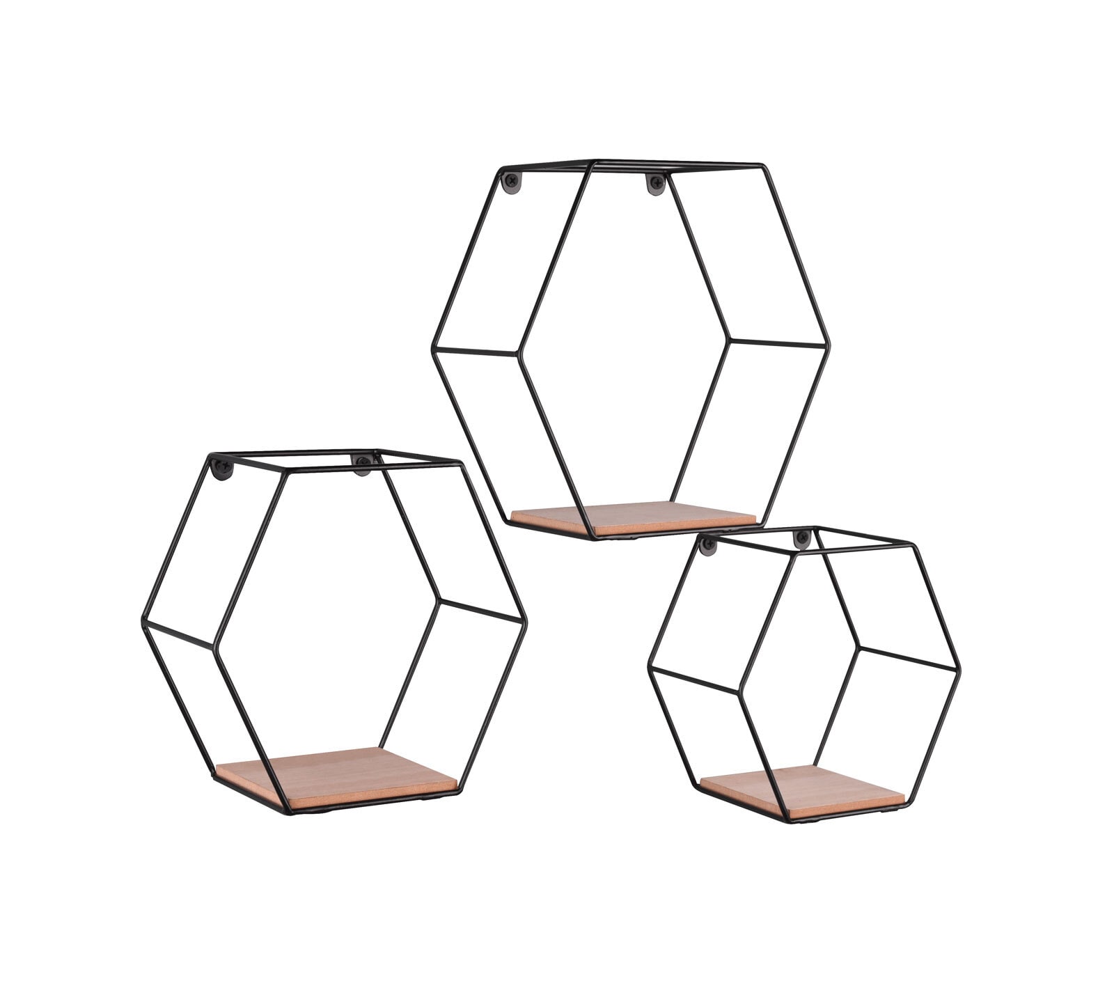 Wandregal-Set CHIARA 3-teilig schwarz/ braun