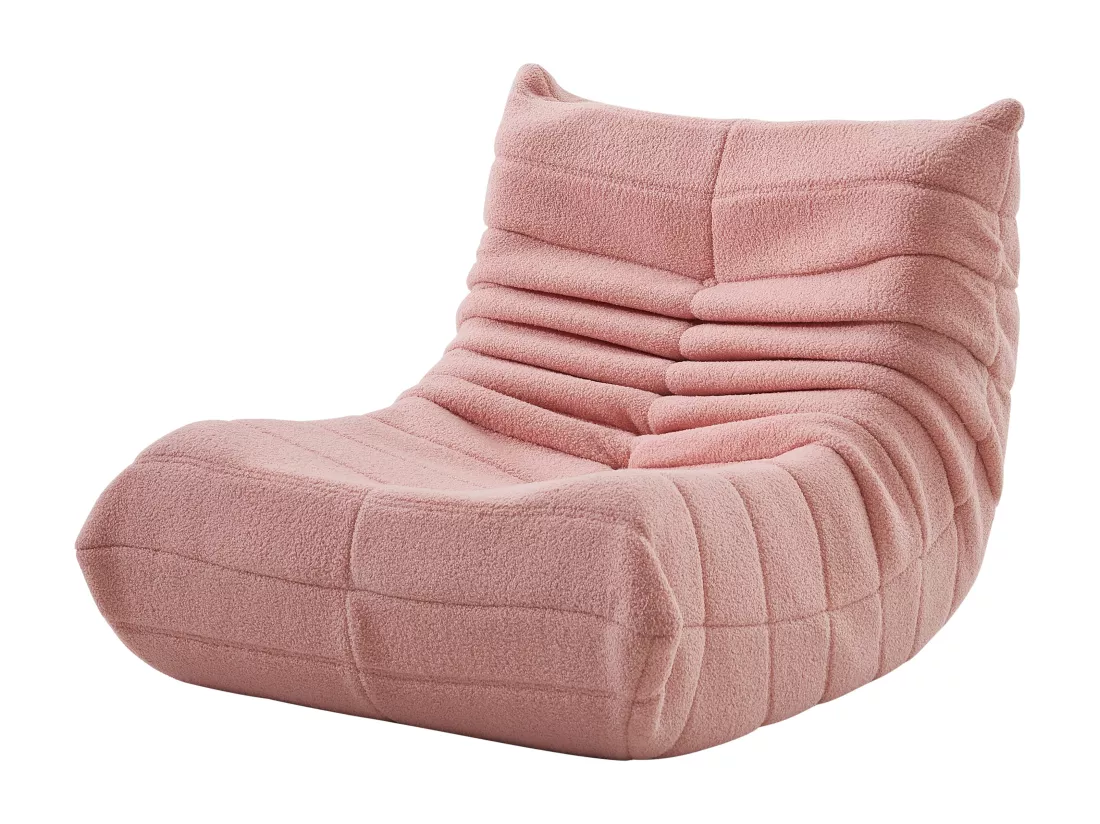 Fauteuil pouf - mousse haute densité - canapé pouf - fauteuil de salon - velours - Rose