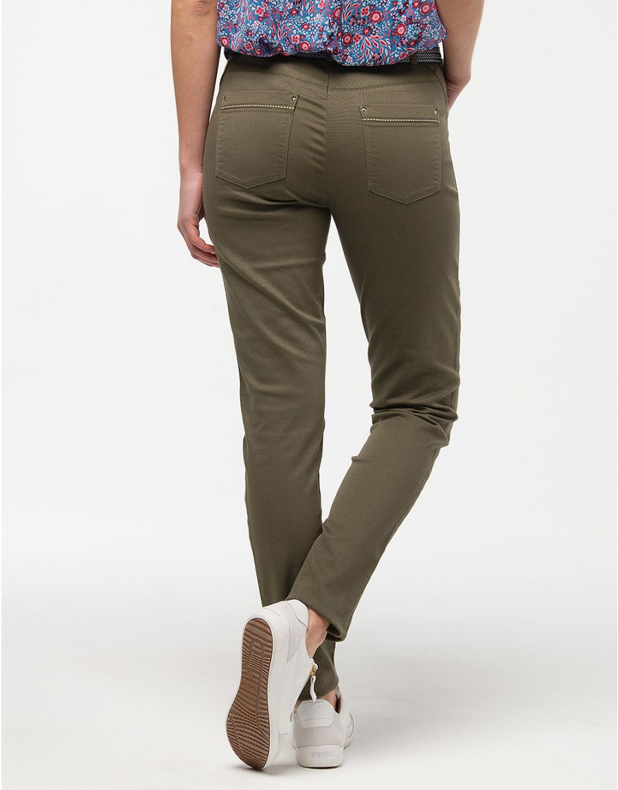 Jean slim vert kaki coton