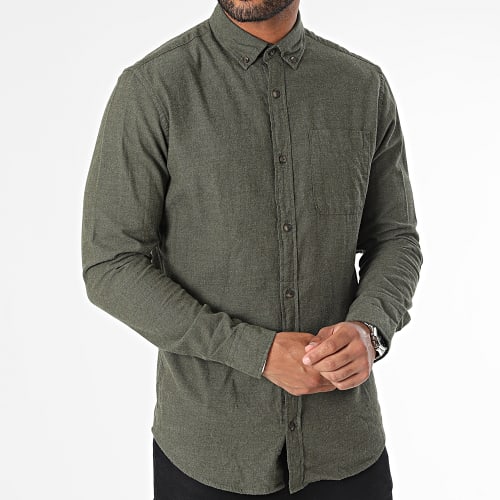 Chemise Manches Longues Classic Melange Vert Kaki