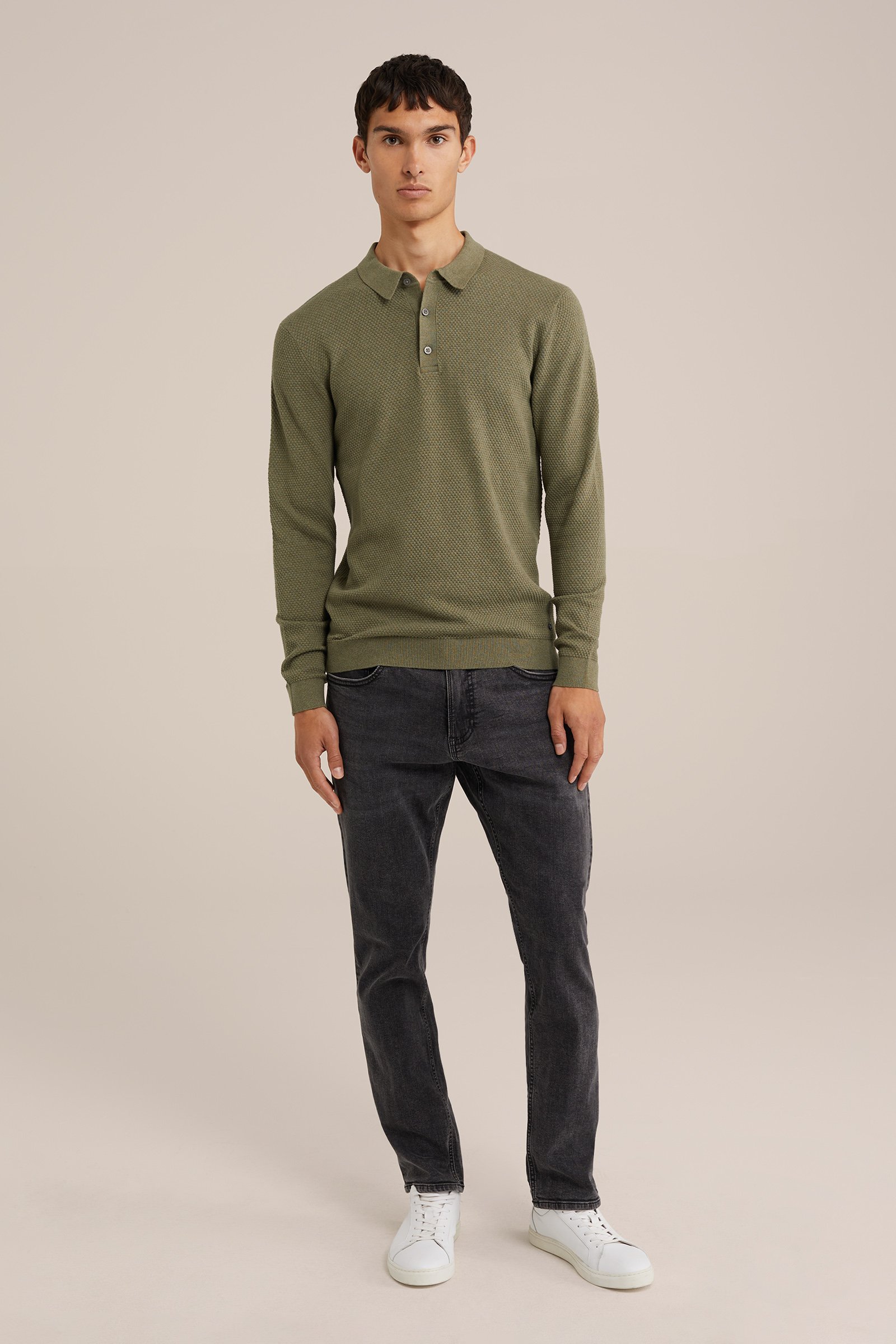 polo met structuur WE Fashion Olijfgroen