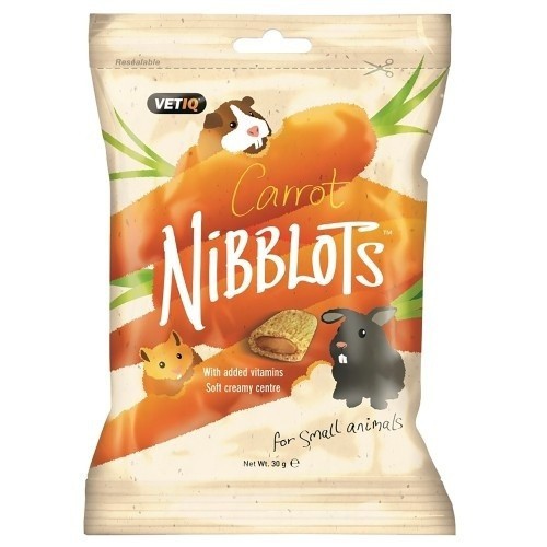 Petiscos Nibblots para pequenos animais, cenoura, sabor natural.