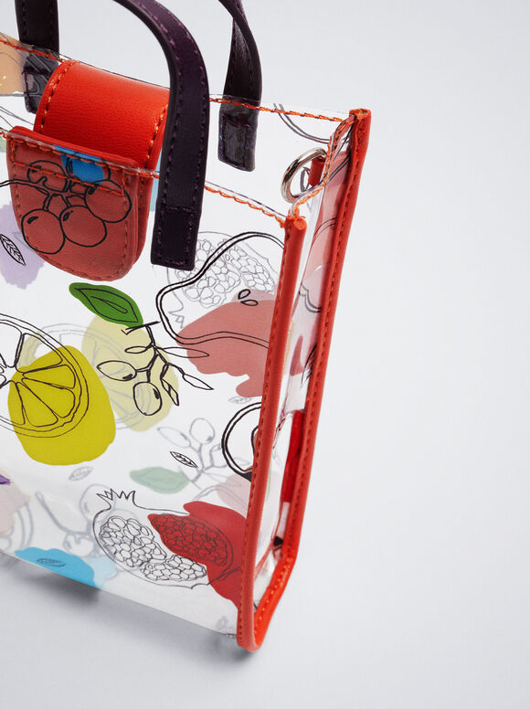 Bolsa transparente estampada para celular - Coral