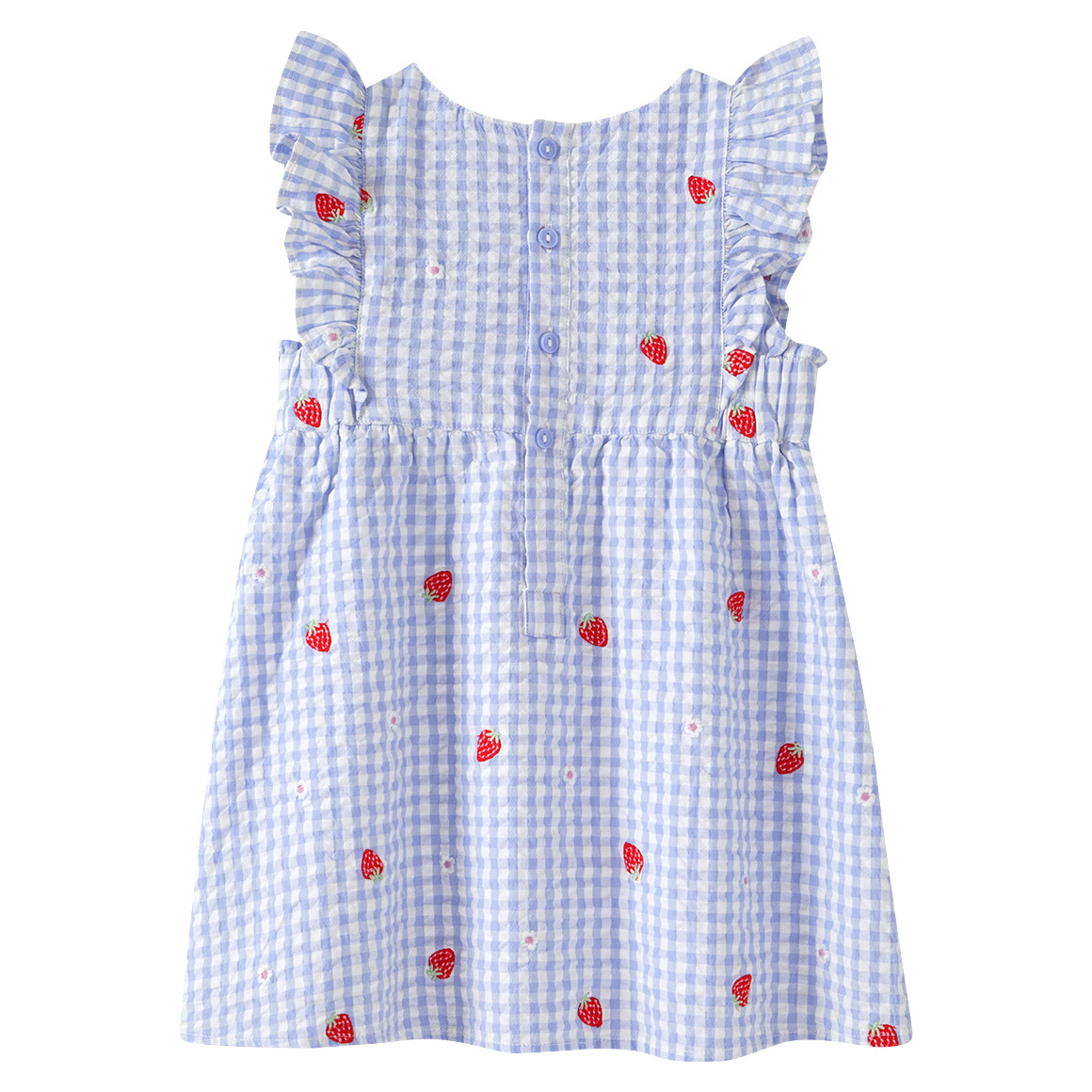 Baby Kleid mit Erdbeer-Allover hellblau / weiss