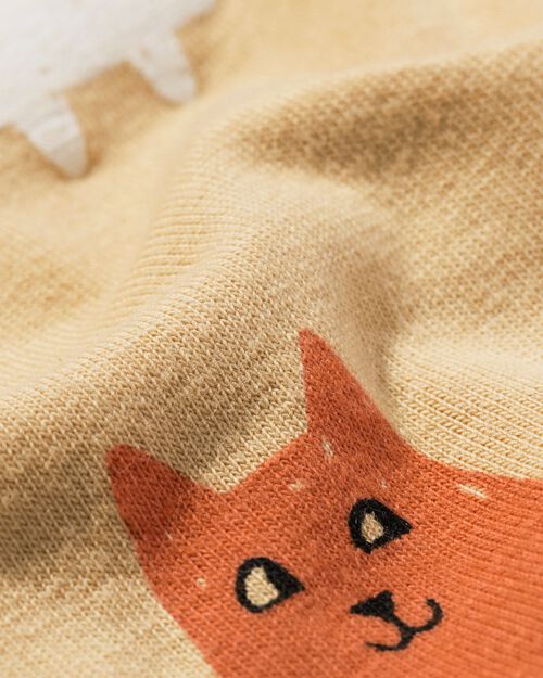 body coton bio extensible avec chats beige