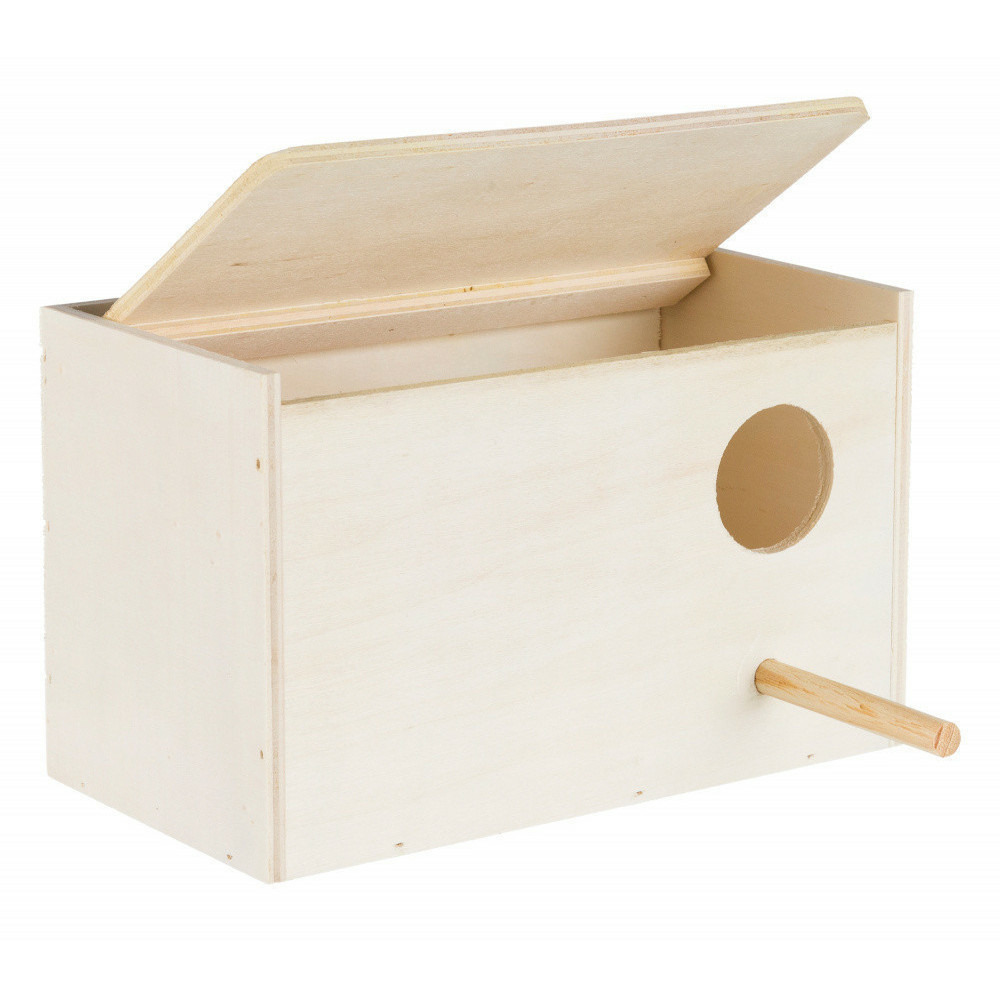 Nichoir en bois pour perruches 21 x 13 x 12 - ø 4 cm