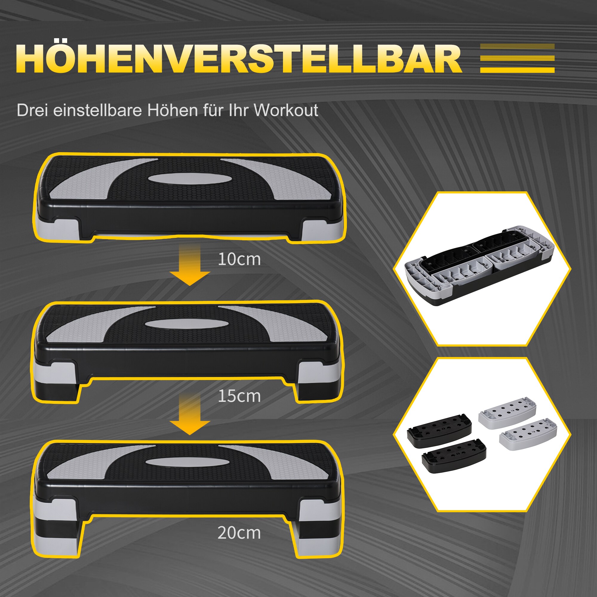 HOMCOM Steppbrett mit 3 Stufen 80L x 31B x 20H cm