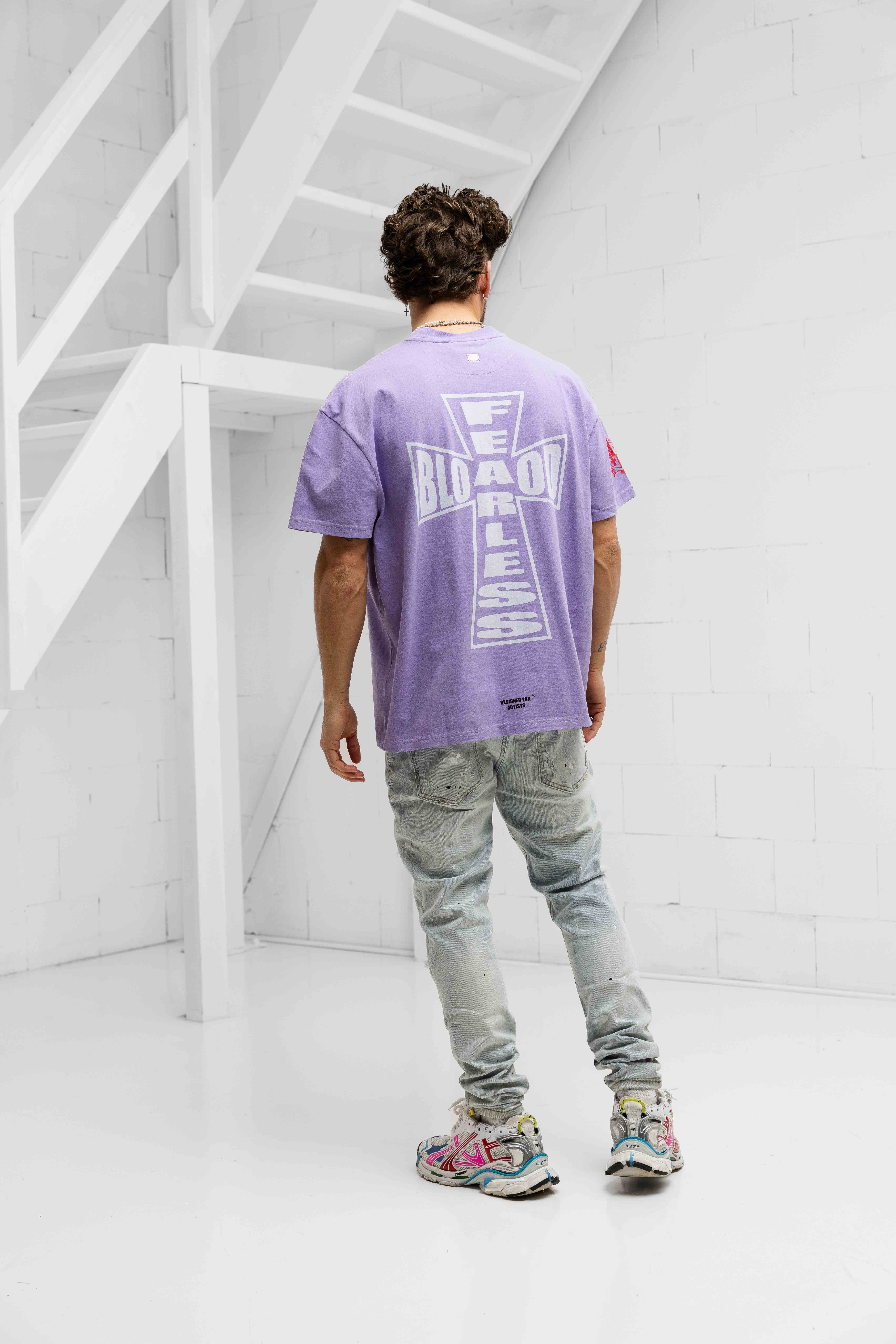Fearless Blood Cross T-Shirt Heren Paars