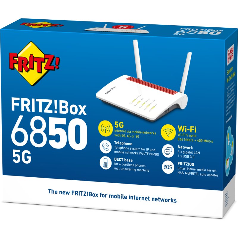 Box 6850 5G routeur sans fil Gigabit Ethernet Bi-bande (2,4 GHz / 5 GHz) Blanc