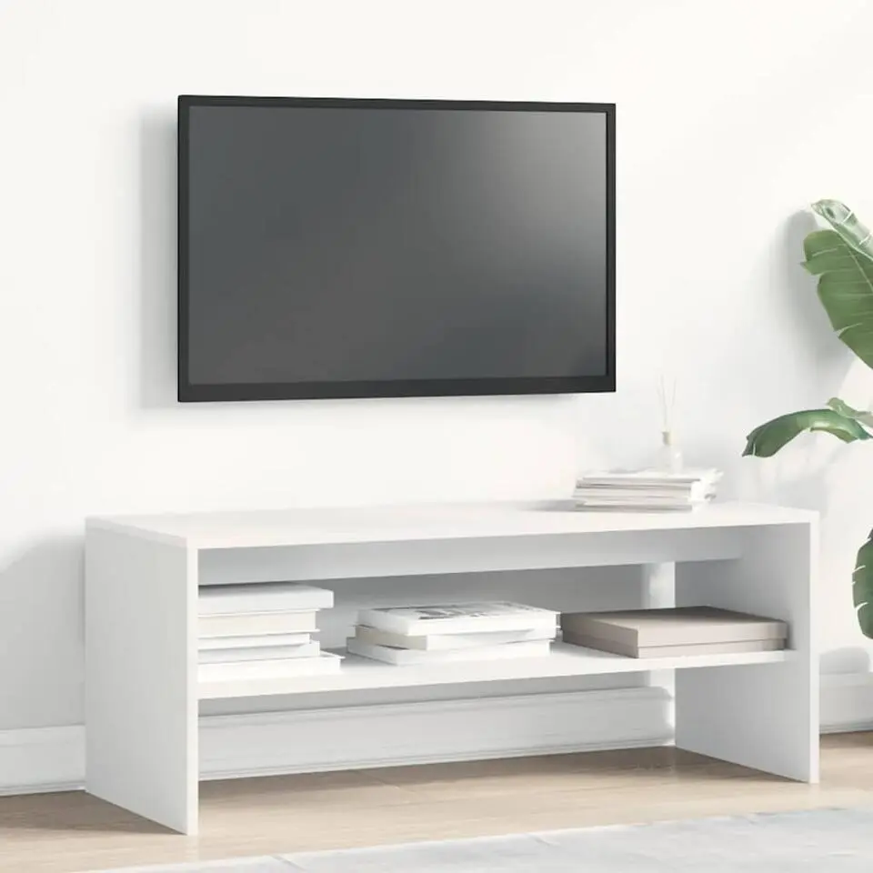 vidaXL - TV-meubel met 1 legplank - Wit - Bewerkt hout - 100x40x40 cm