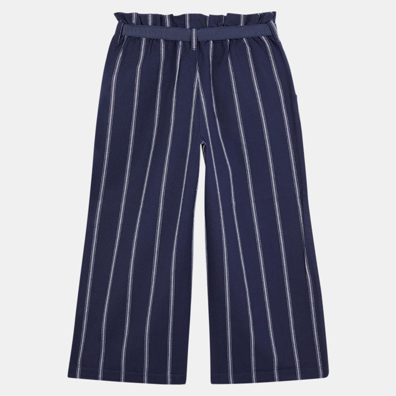 Tommy Hilfiger Pantalon large en Coton biologique à rayures bleu/blanc