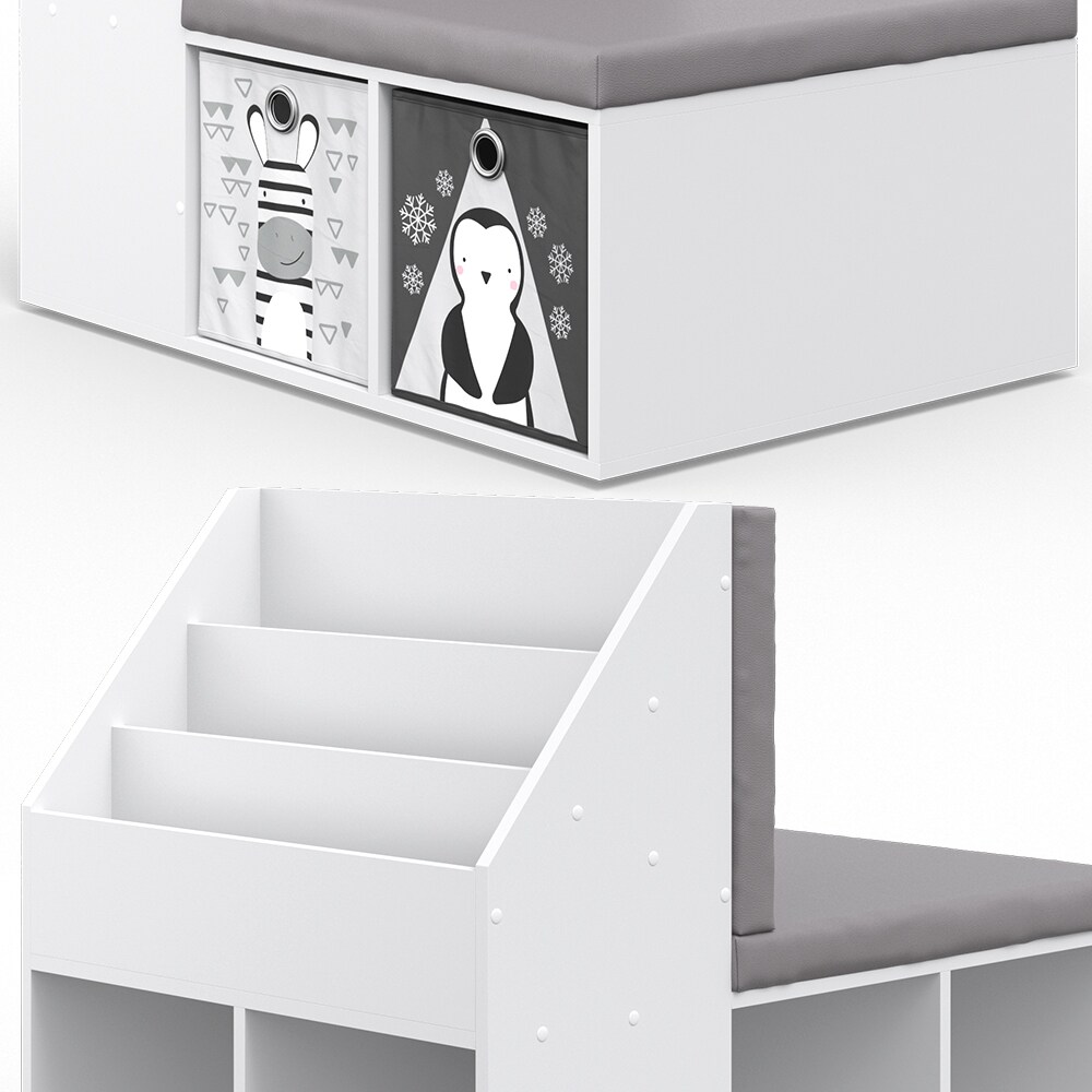 VICCO Kinderregal ONIX mit Sitzbank 6 Faltboxen Kindersitzbank Kinderzimmerregal