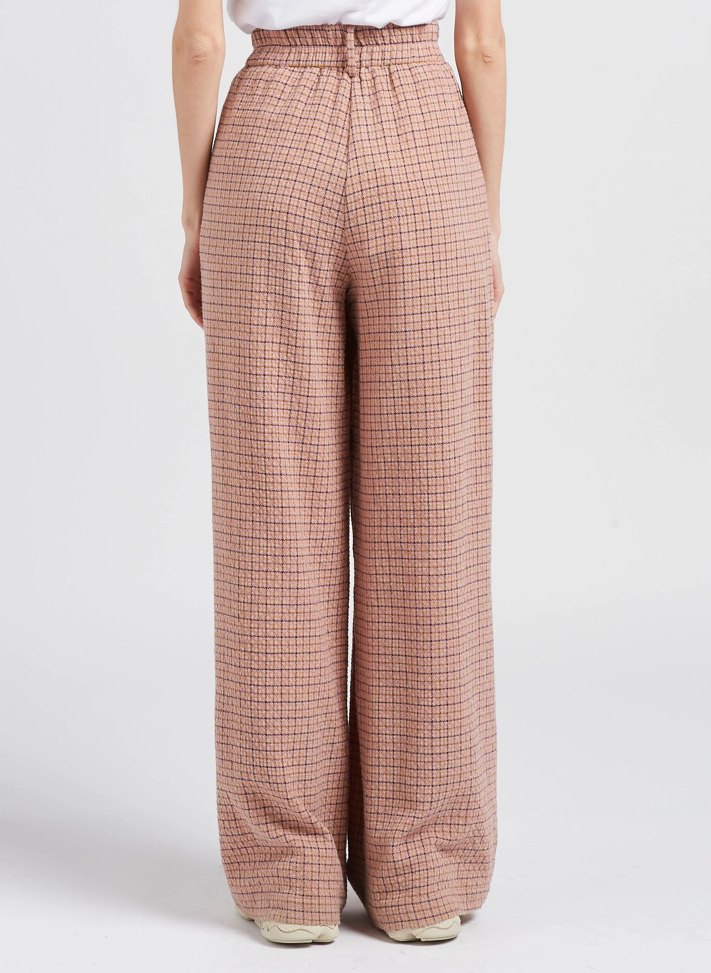 RENAUD - Pantalon large en laine mélangée | Rose