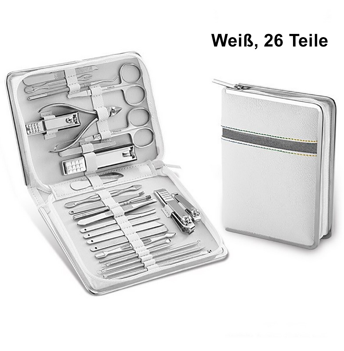 TPFBeauty Maniküre- & Pediküre-Set 26-teilig aus Kunstleder - Schwarz