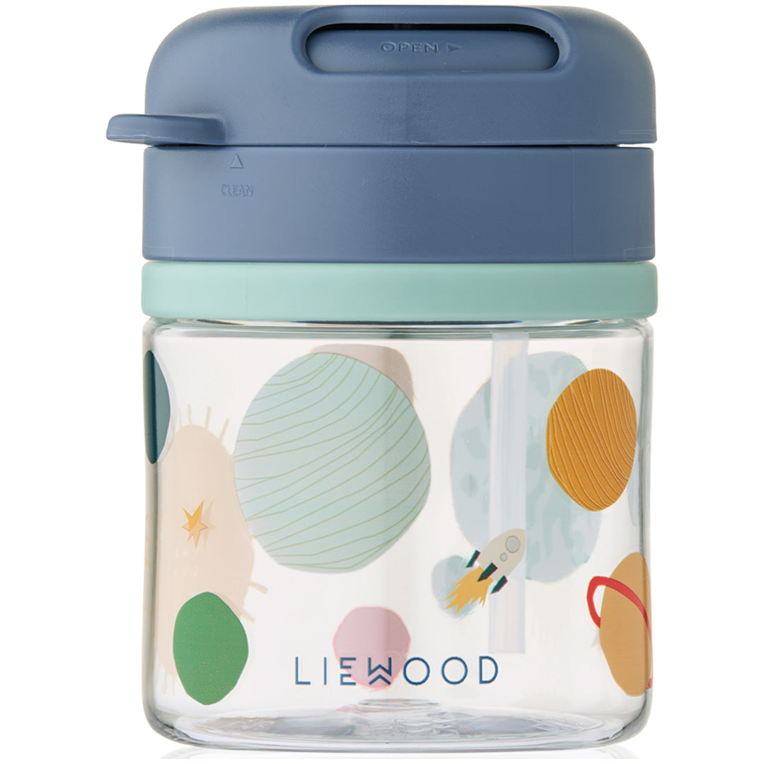 liewood drinkbeker met rietje pavia - universe classic navy - 280 ml
