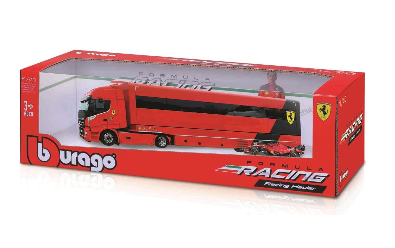 Ferrari Trailer Iveco S-Way + 1 Ferrari SF23 1:43Sammlermodell im Massstab 1:43