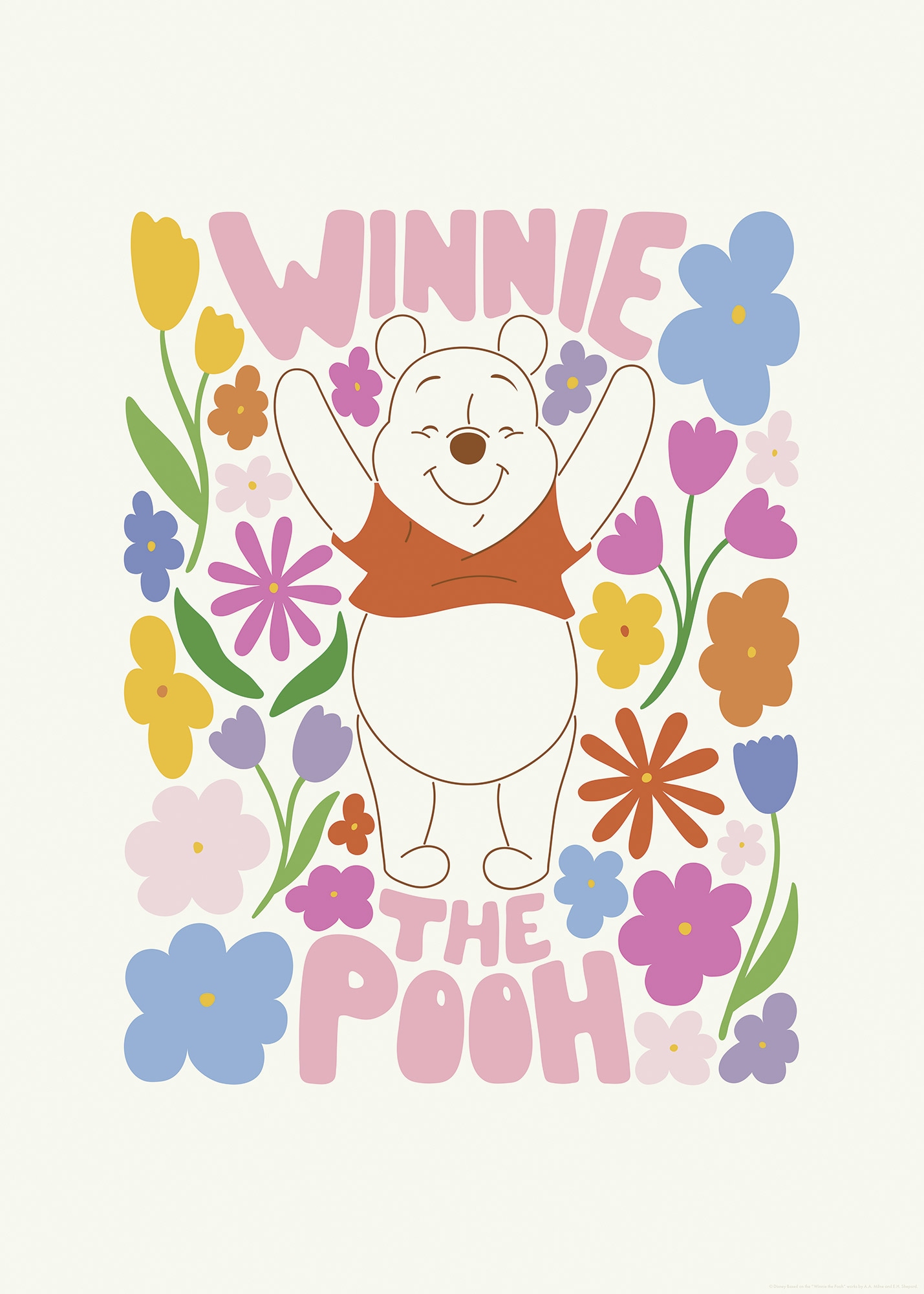 Komar Wandbild »Disney Winnie the Pooh Happy Botanical« Disney Set, 1 Stk. tlg. 50 x 70 cm (Breite x Höhe) - Kinderzimmer, Dekoration