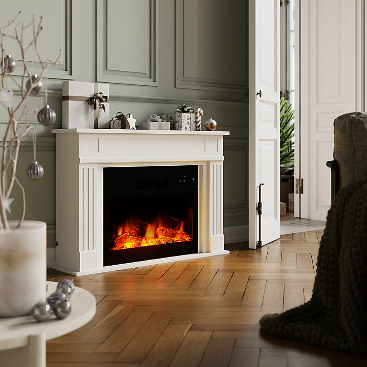 Cadre d'habillage de foyer pour insert GoodHome blanc