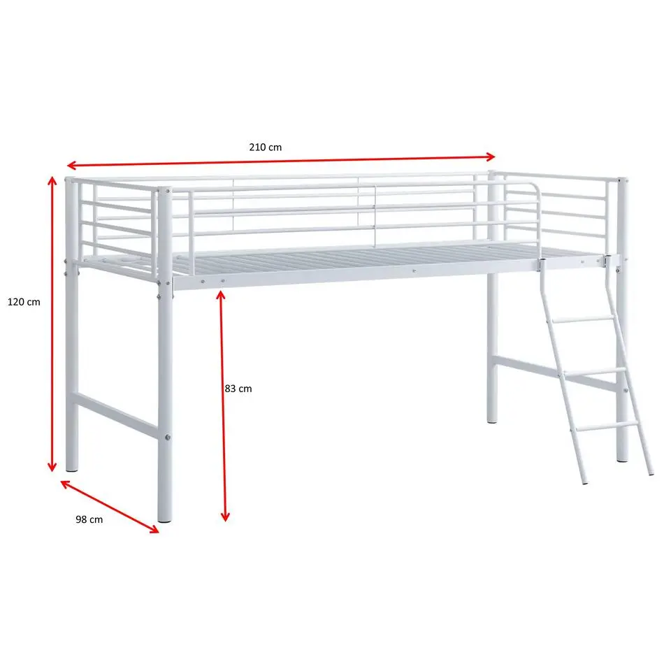 Halfhoogslaper Julie 90x200cm - metaal - mat wit