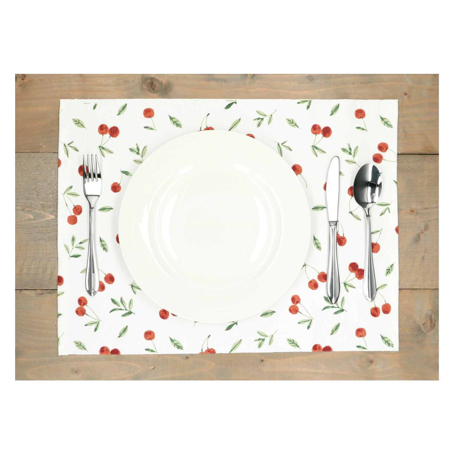 Placemat geribbeld, GOTS bio-katoen, kersen, 35 x 50 cm